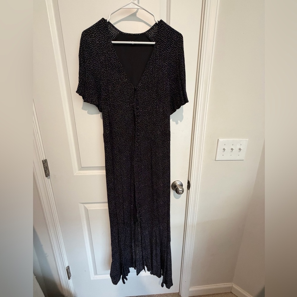 Express Black and White Dotted Pattern Maxi Dress